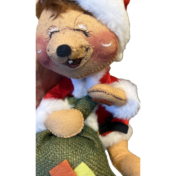 Vintage Annalee Doll Santa Bear Burlap Bag Jolly Christmas - Picture 10 of 12